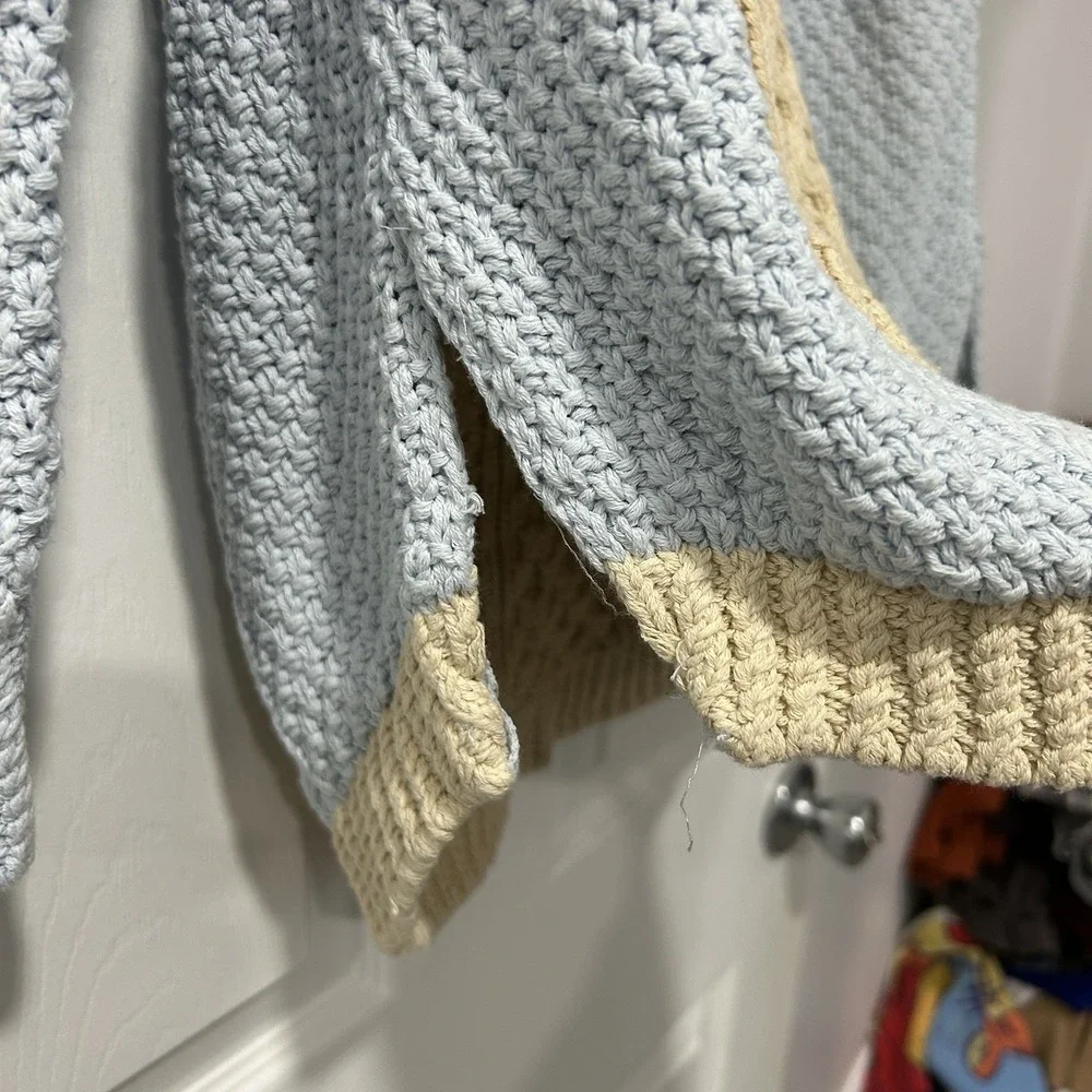 LL Bean Signature Womens Size L Beige Fisherman Cable Knit Sweater 100% Cotton - Picture 5 of 10